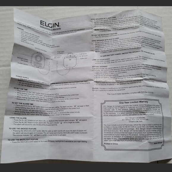 Elgin Digital Alarm Clock With Aux Cord And Speaker (Battery Operated, 2019) - Picture 10 of 11